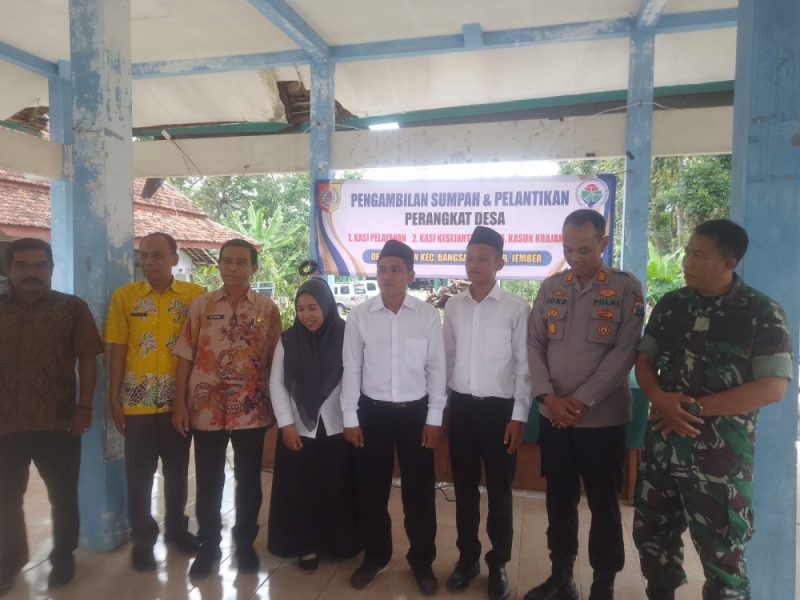 Pengambilan Sumpah dan Pelantikan Perangkat Desa Badiyan, Kecamatan Bangsalsari Jember